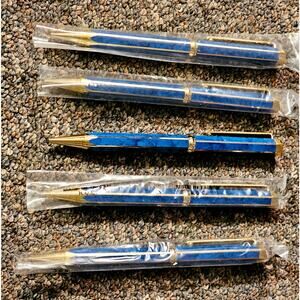 New Set of 5 Chamberlain Mechanical Pencil Blue Marble & Gold Can be Personalize
